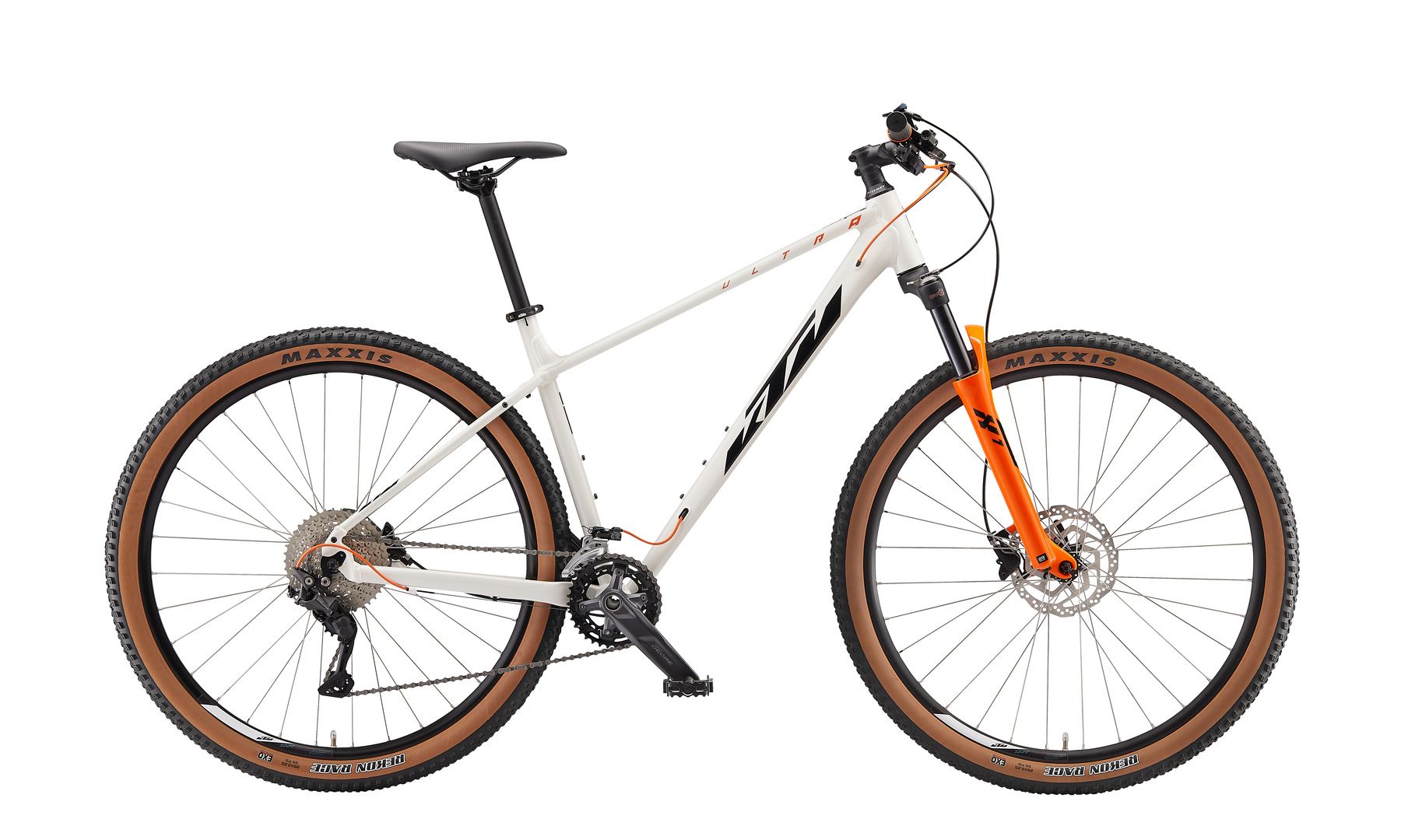 Kalnu velosipēds KTM ULTRA FLITE 29 metallic white (bl. + orange) 2x10 Shimano Deore III