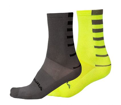 Sokid Endura Coolmax® Stripe Socks (Twin Pack) HiVizYellow